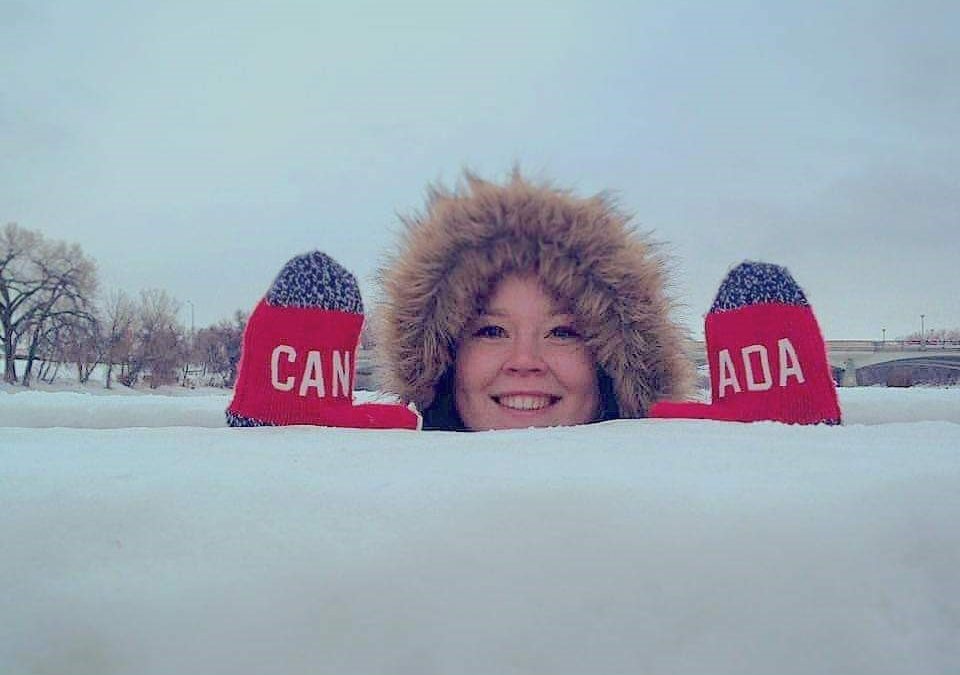 Foto van Helen in de sneeuw tijdens haar uitwisseling in Canada